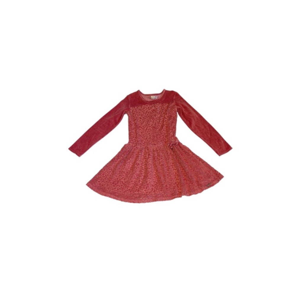 Carinhoso Pink Cheetah Print Velour Dress - Girl’s Size 12